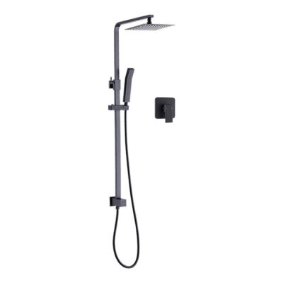 WELS 8" Rain Shower Head Set Square Dual Heads Faucet High Pressure With Mixer