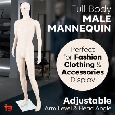 186cm Tall Full Body Male Mannequin - Skin Coloured