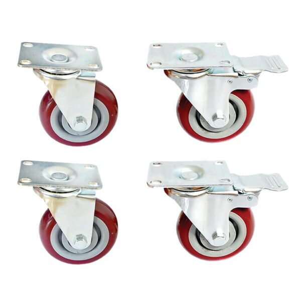 4 x 4" Heavy Duty PU Swivel Castor Wheels With Brake